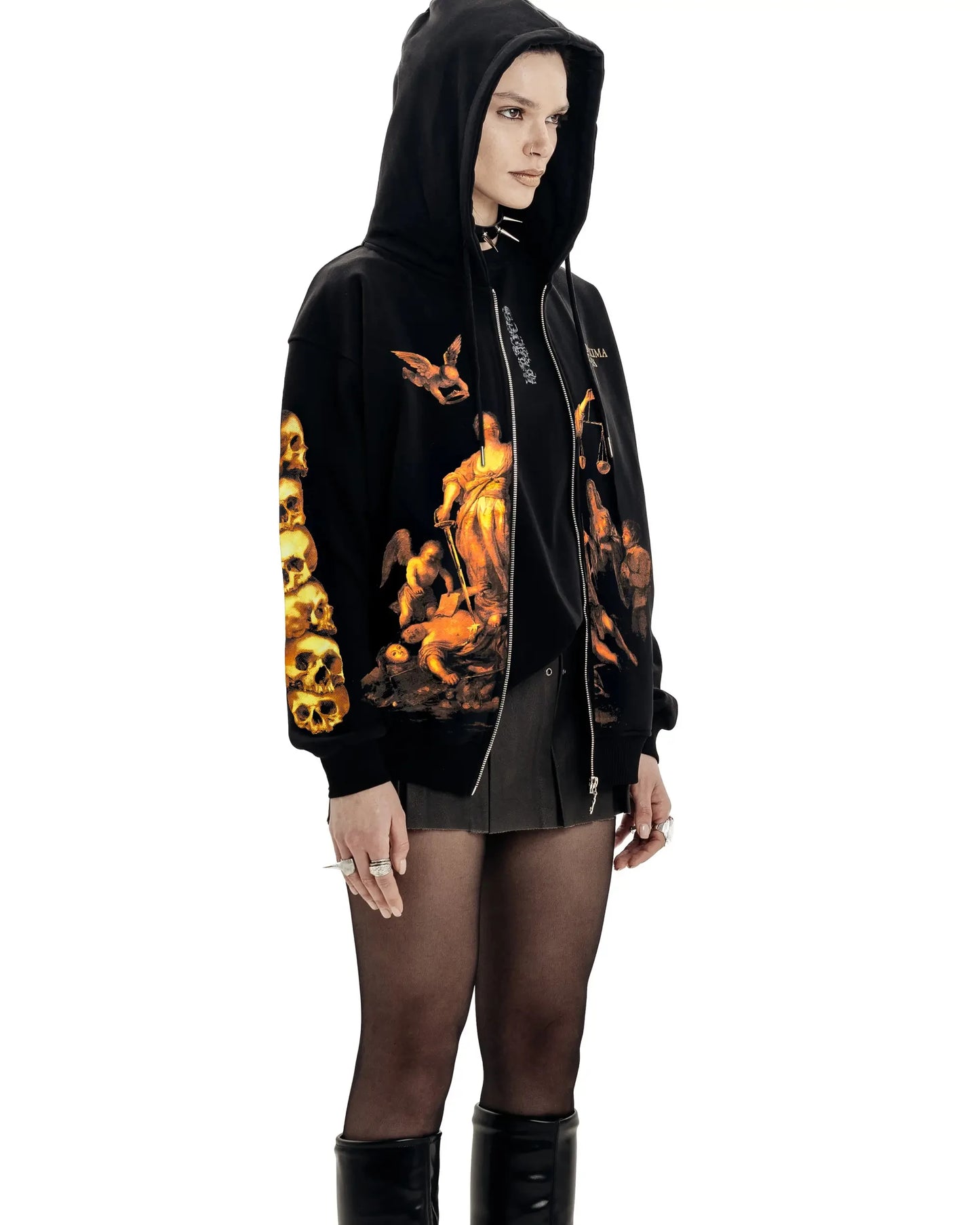 Streetwear Men Zipper Hoodie justice Graphic Print Zip Hooded Pullover Sweatshirt Hip Hop Jacket Y2K Coat Clothing Goth Top Punk