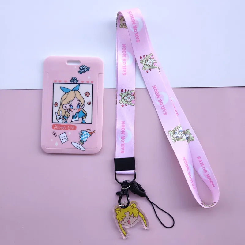 New Cartoon Girls Anime Lanyard Credit Card ID Holder Bag Student Women Travel Bank Bus Business Card Cover Badge