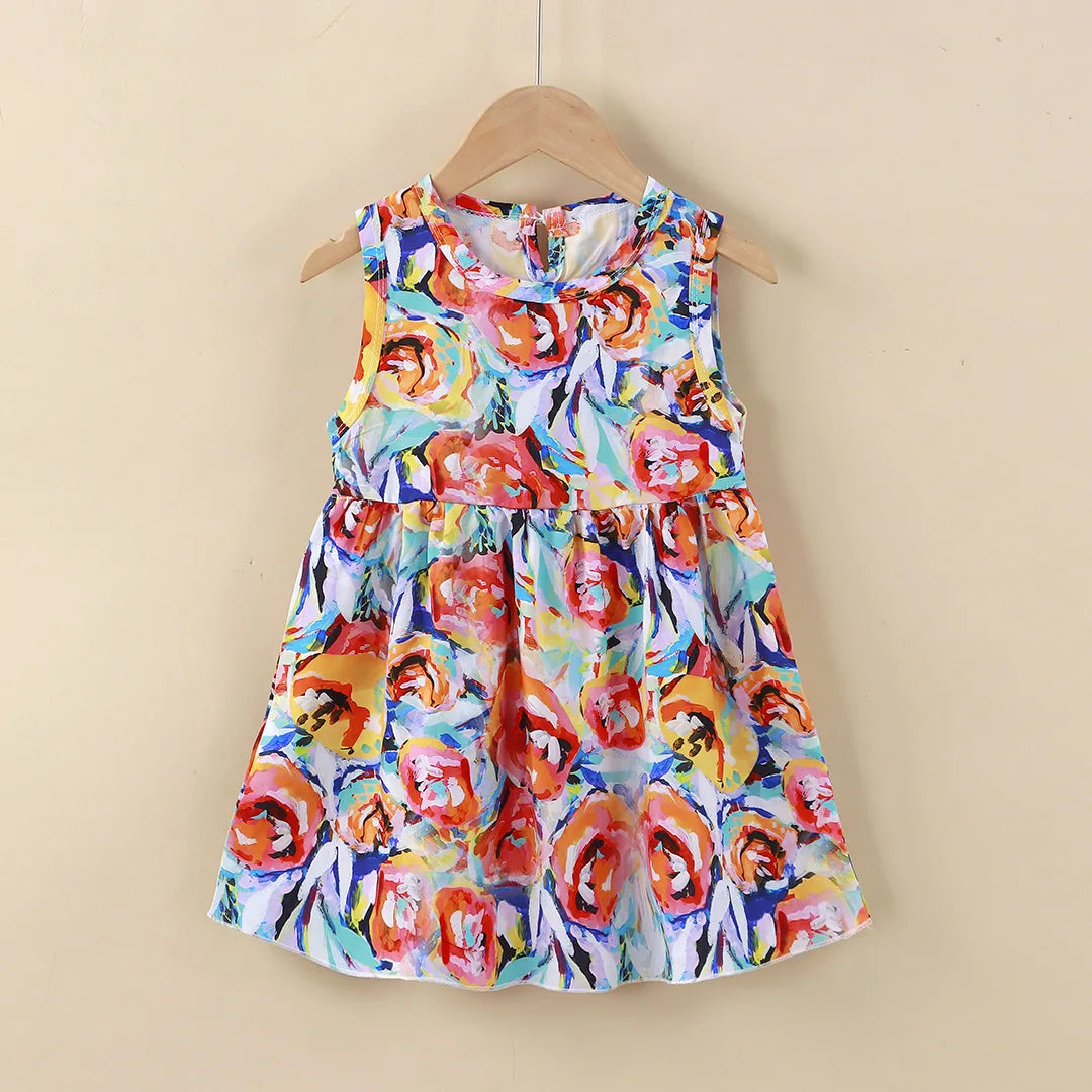 Girl Dress Summer Kids Clothes Girls Children Printed Beach Dresses Sleeveless Princess Party Outfit Children's Casual Clothing