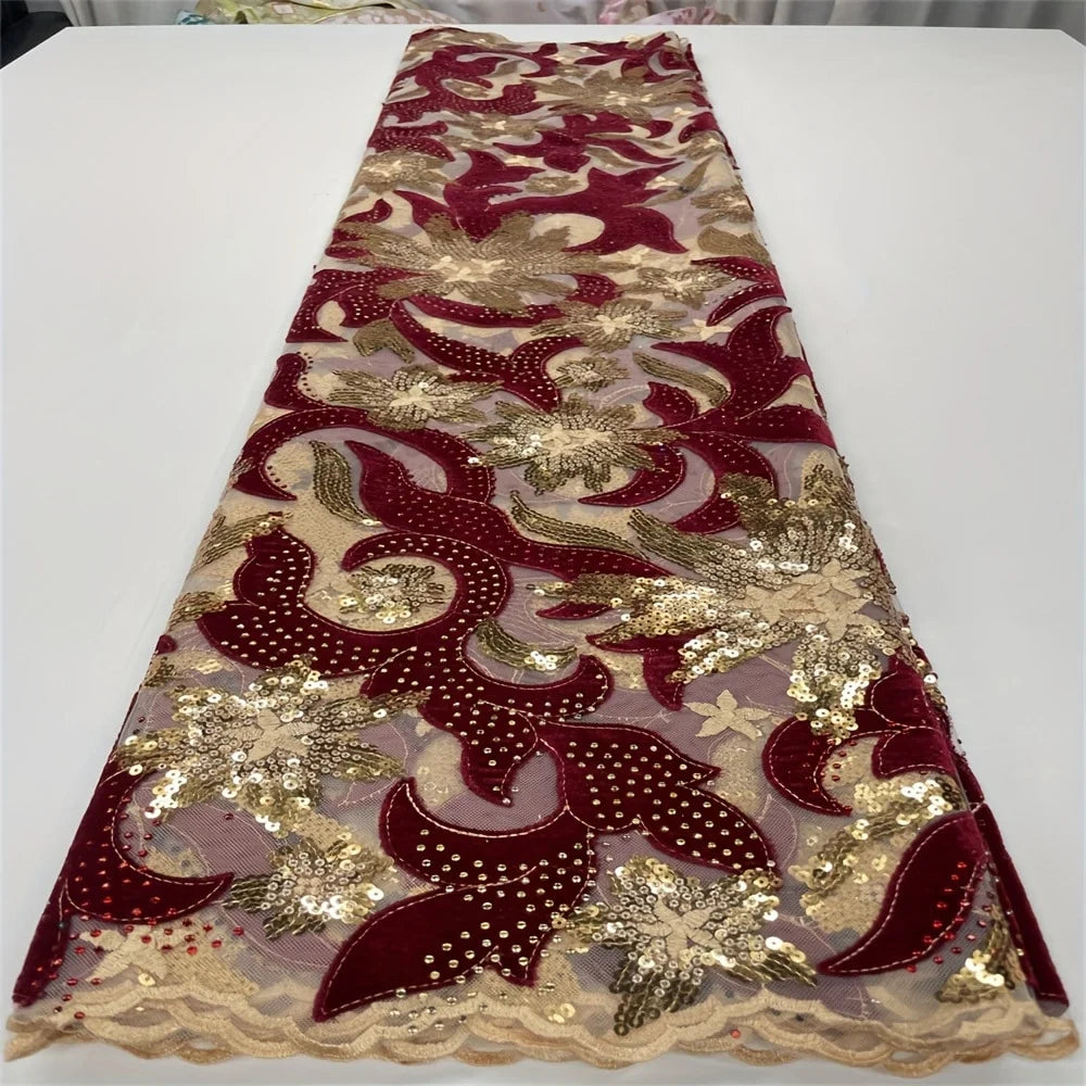 Fashion African Velvet Lace Fabrics 2025 High Quality Women Party Women Embroidery Nigerian French Lace Materials For Wedding