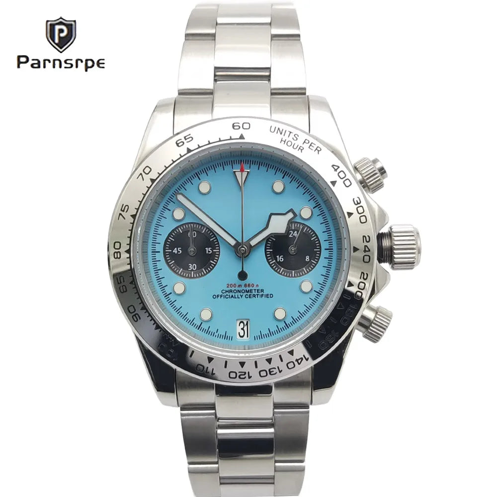 39mm VK64 Quartz Chronograph Men's Watch Sapphire Glass Waterproof Sport quartz watches Stainless Steel Strap Reloj Hombre