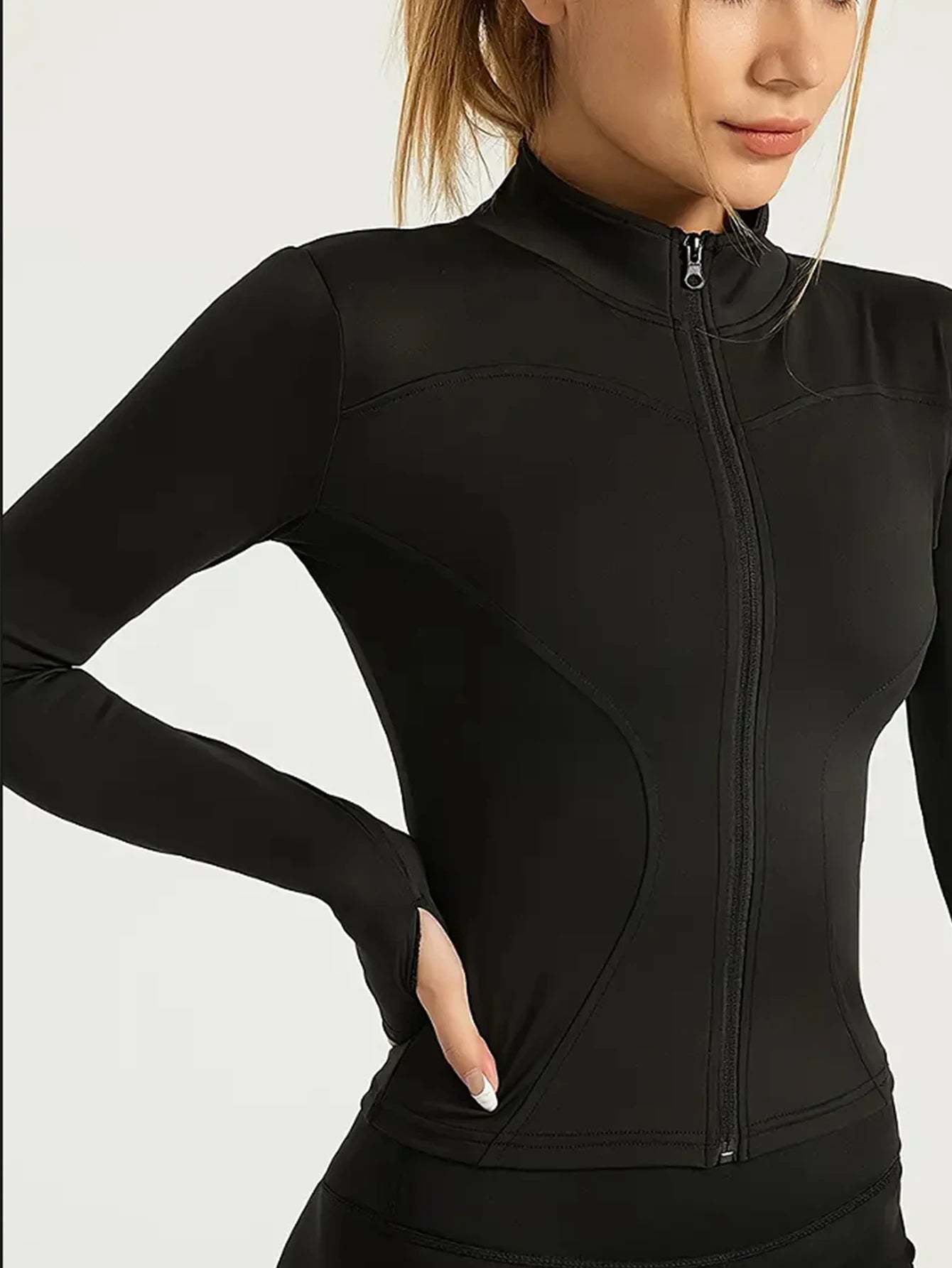 Yoga Jacket High Elastic Tight Quick Dry Sports Jacket Slim Fit Running Gym Top Workout Shirt for Women