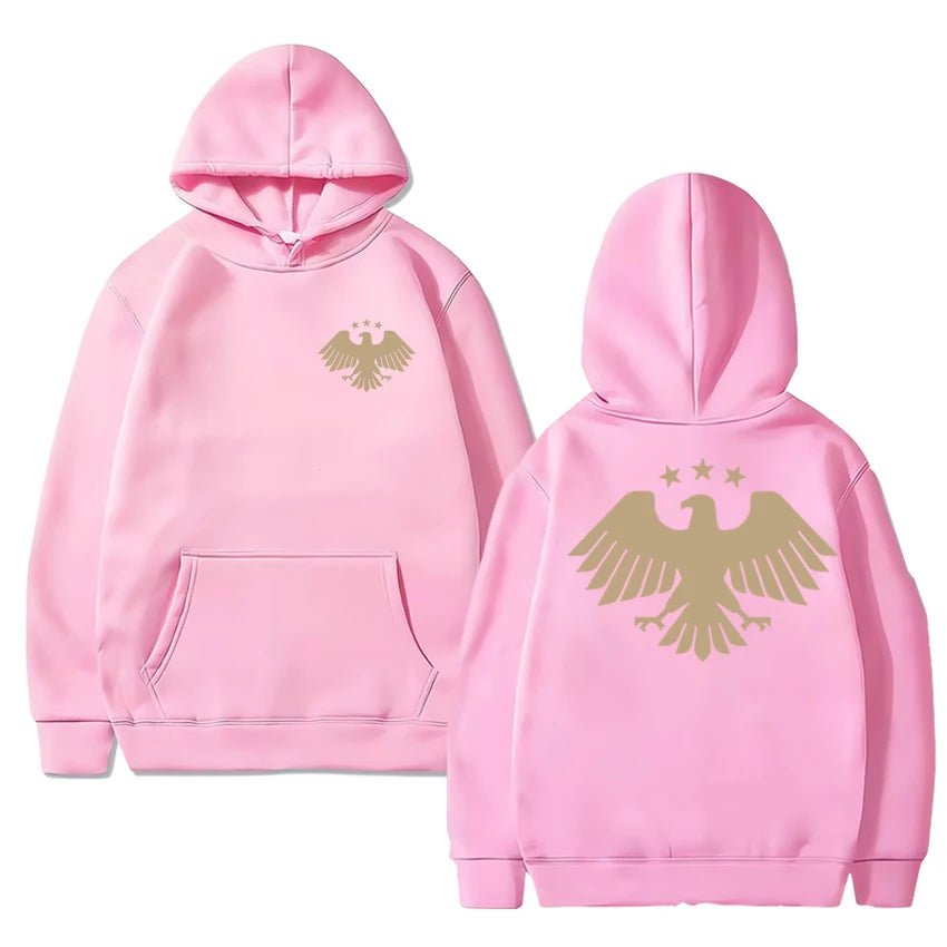 Autumn Winter Men women harajuku black Sweatshirt Eagle of Syria Double Sided Graphic Hoodie Unisex Fleece Long sleeve pullovers