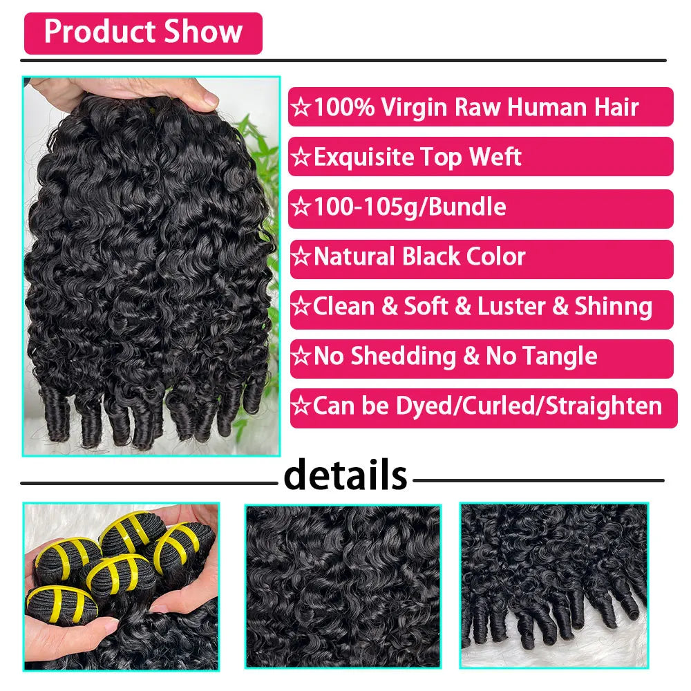 Burmese Curly Bundles Human Hair Extensions Burmese Pixie Curls Raw Hair 100% Human Hair Bundles Weave 1/3/4Pcs Full End
