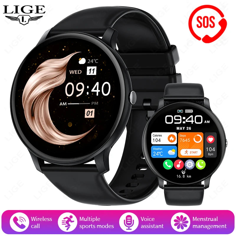 LIGE Women's SmartWatch Blood Oxygen Monitor Sports Fitness Tracker Bluetooth Call Al Voice Assistant Watches For Android IOS