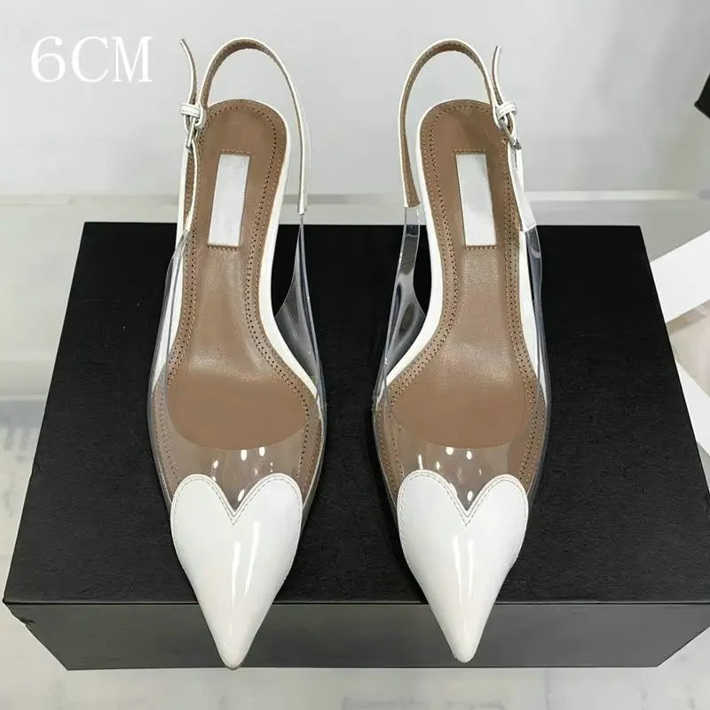 2025 New PVC European Style High Heels Women'S Summer Pointed Toe Runway Sandals Party Shoes