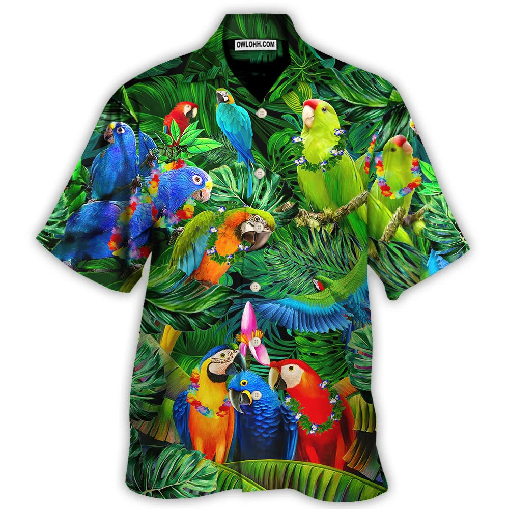 Summer Floral Parrot 3d Print Shirt Men Women Fashion Shirts Single-Breasted Short Sleeve Hawaiian Shirts Blouse Men's Clothing