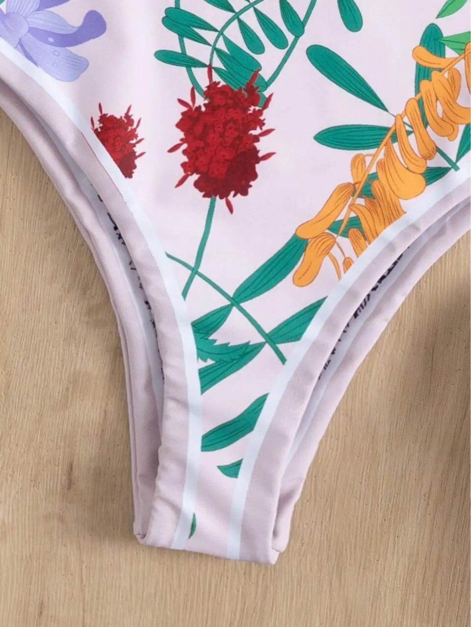 Y2K Floral One Piece Swimsuit Reversible Tie Shoulder Monokini Tummy Control