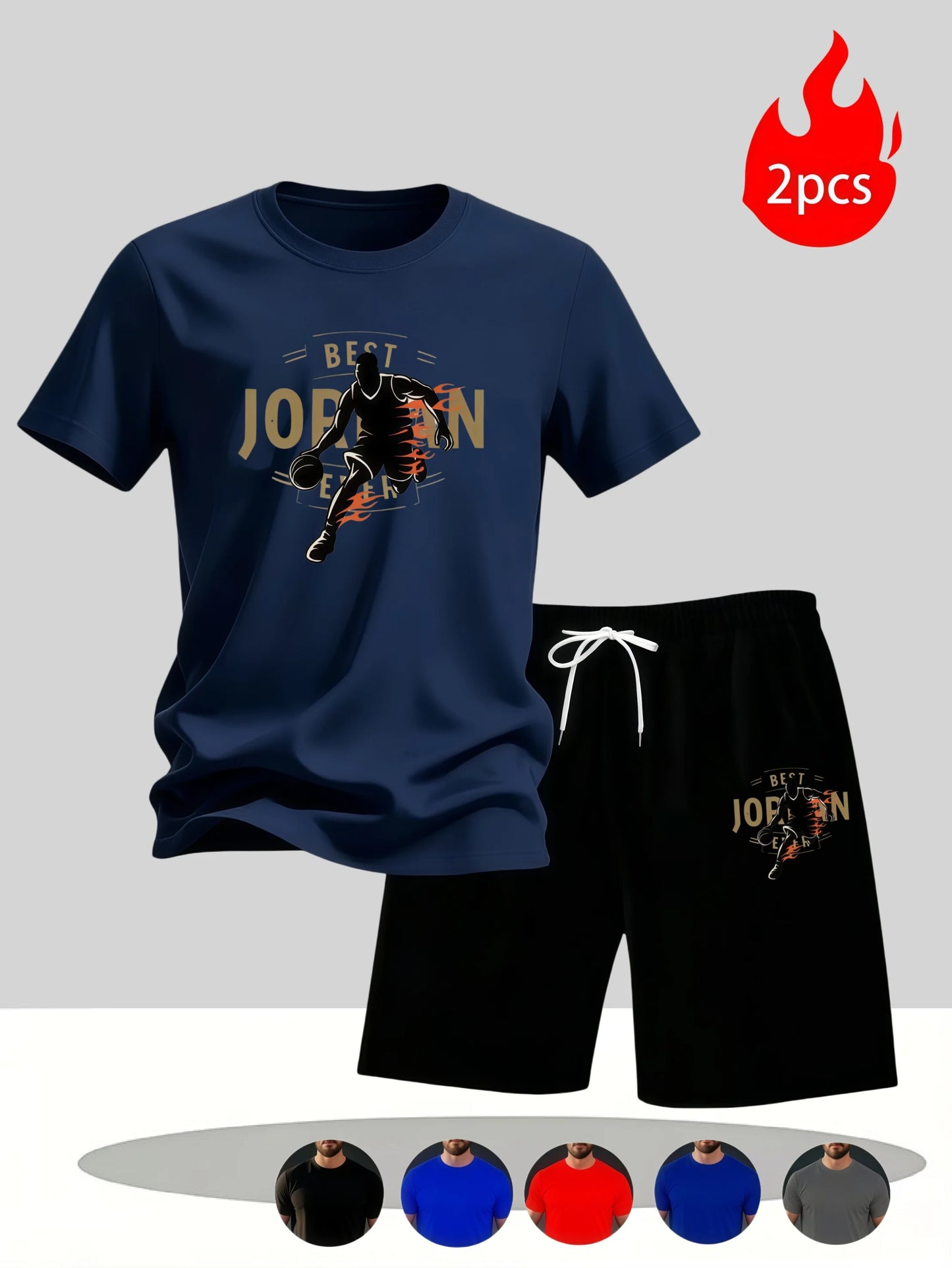 2026 Summer Men's Set Urban Casual Fashion T-shirt and Shorts High Quality Crew Neck Short Sleeve Outfits Male Daily Sportswear