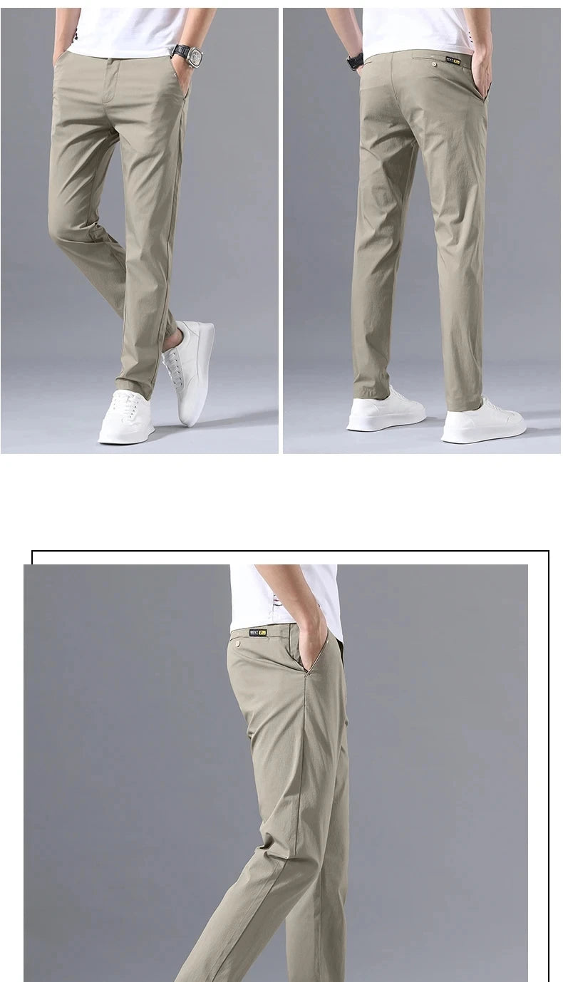 2025 Spring Autumn Thin Slim Men Casual Pants Classic Business Cotton Stretch Golf Trousers Korean Fashion Male Clothing Pants