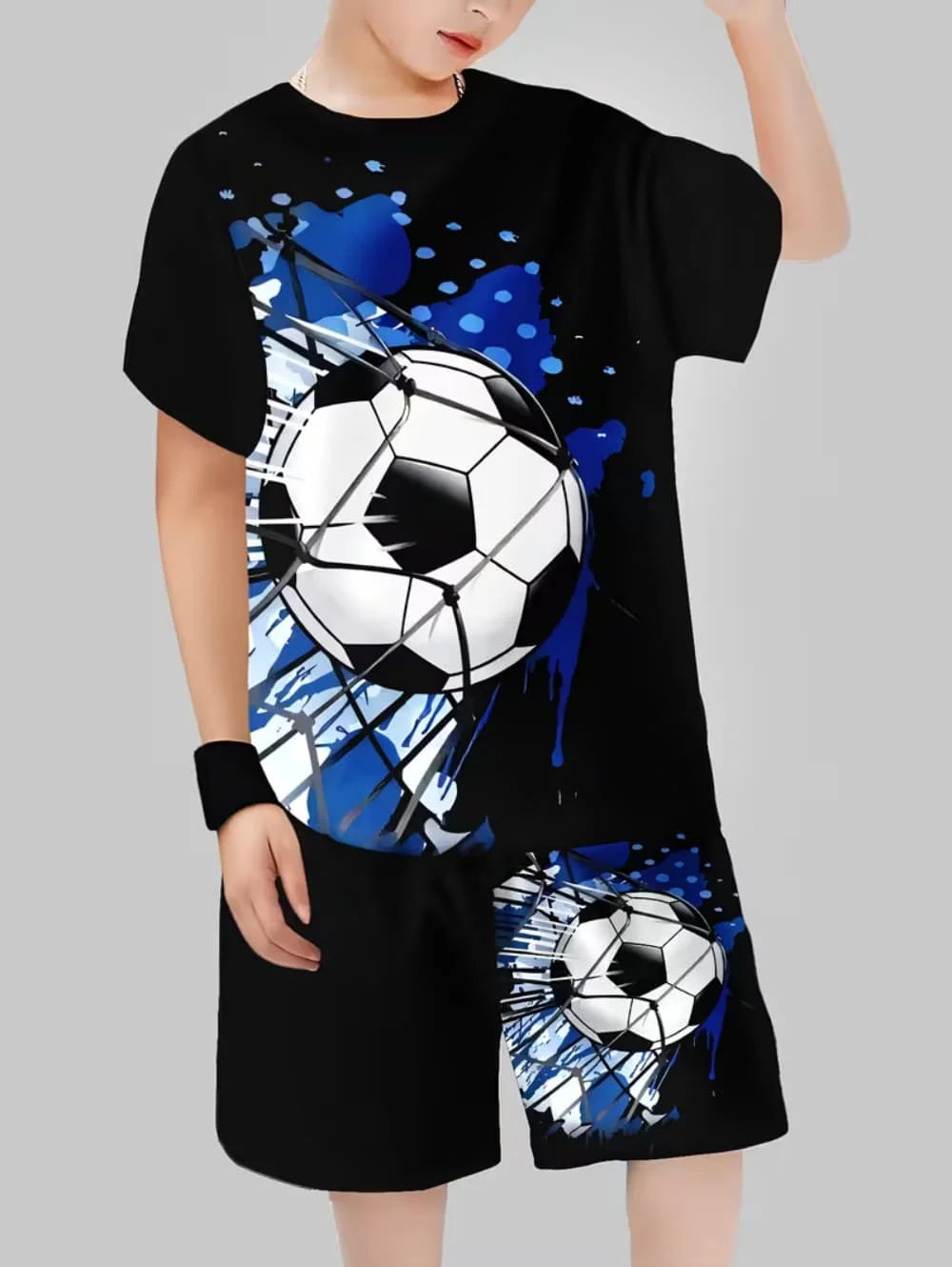 2026 Summer Children's Sports Set Football 3D Print Soccer Jersey Sets for Children Quick-Dry T-Shirt Shorts Children's Clothing