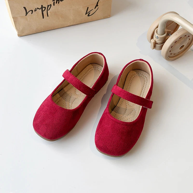 Spring Girl's Casual Shoes Round Toe Hook-loop Shallow Chic Kid's Flat Shoe Solid Colors Anti-slip Daily All-match Children Shoe