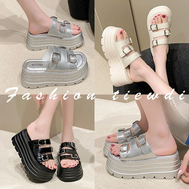New Fashion Slippers Women Thickness Wedges High Heels Leisure Summer Sandals Female Platform Fish Mouth Shoes Ladies Slippers
