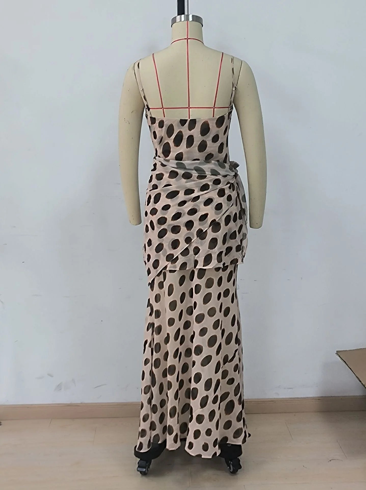 Scoop Neck Women's Dress Spaghetti Strap Polka Dot Tie Waist Removable Wrap Maxi Dress Vacation Beach 2026 New Fashion For Women