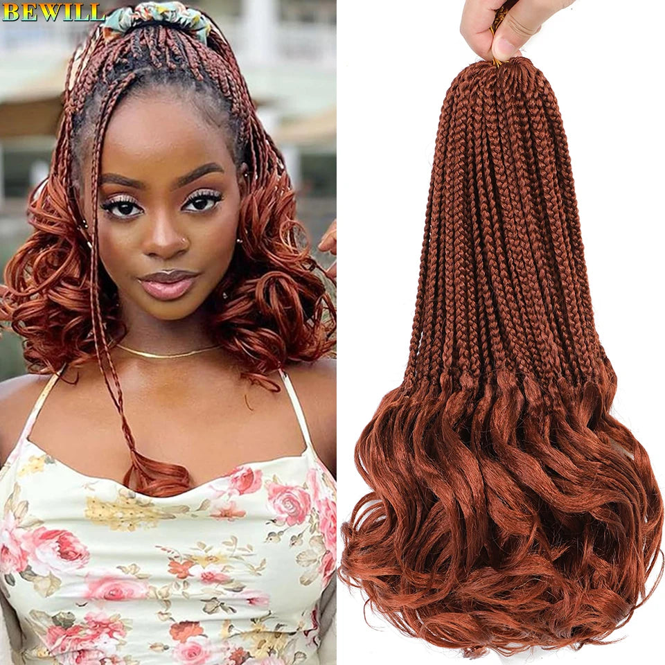14 18 24 Inch French Curl Crochet Braids Boho Goddess French Curl Box Braids Crochet Hair Synthetic French Curly Braiding Hair