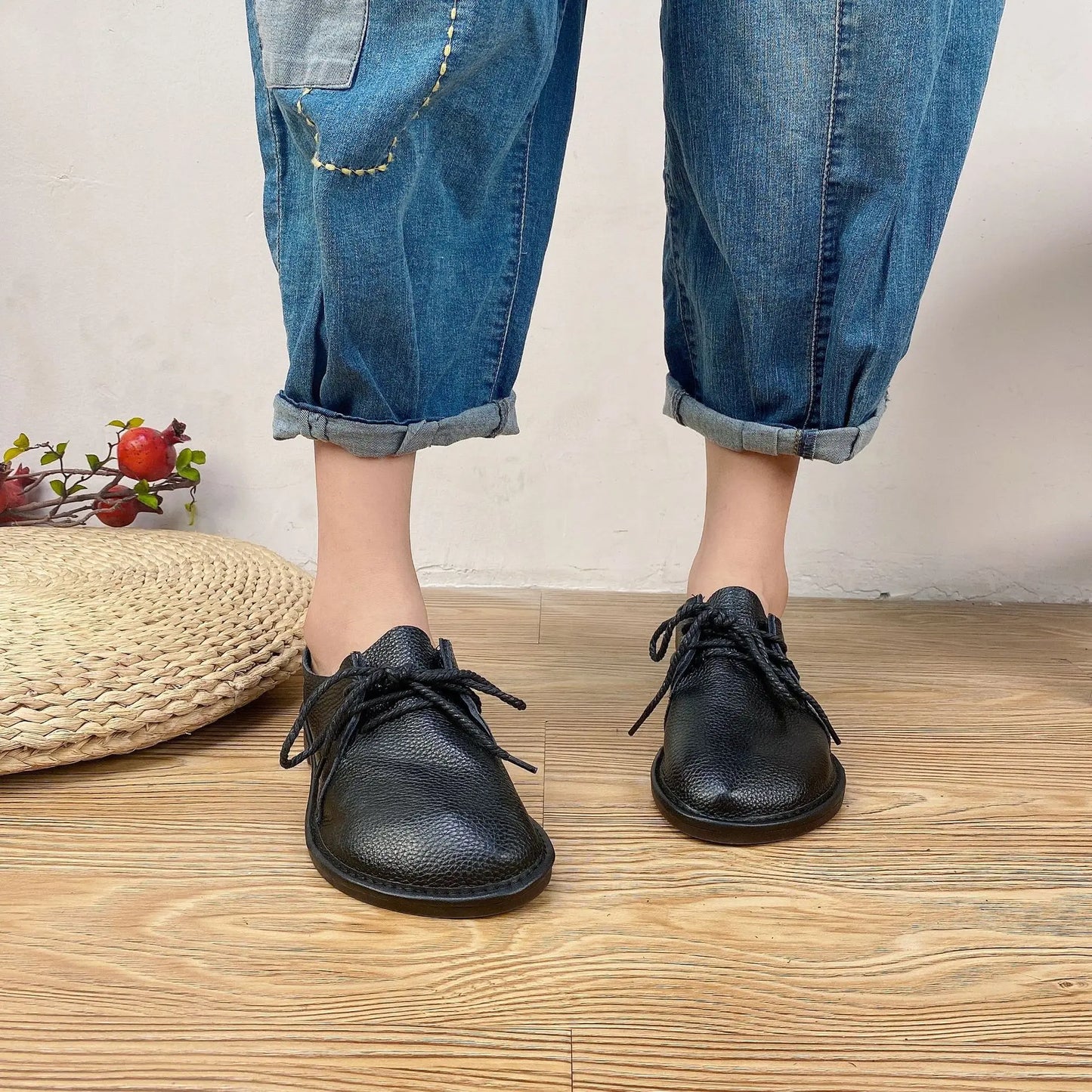 Careaymade-Genuine Leather big size women's boots,Top Layer Cowhide Soft Sole Casual Women's Shoes Solid Color Lazy men's Shoes