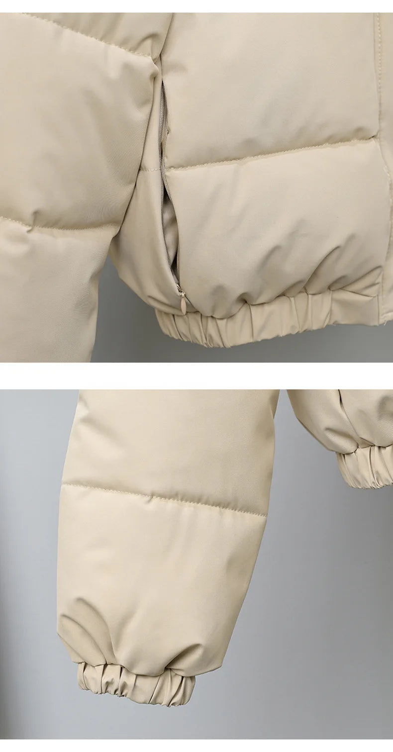 Short Coats Women Parkas Hooded Fur Collar Jackets Thick Warm Y2k Streetwear Elegant Jacket Work Coat Autumn Winter 2025