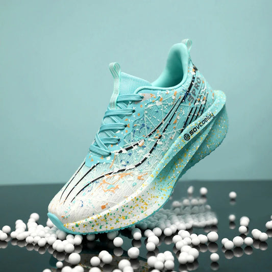 Men's Running Shoes with Luminous Features, Carbon Plate Technology, Youth Sports Shoes with Shock Absorption, Wear Resistance, Lightness, and Breathability. Tpr Non-Slip Soles, Suitable for Outdoor Hiking, Fitness, Training,