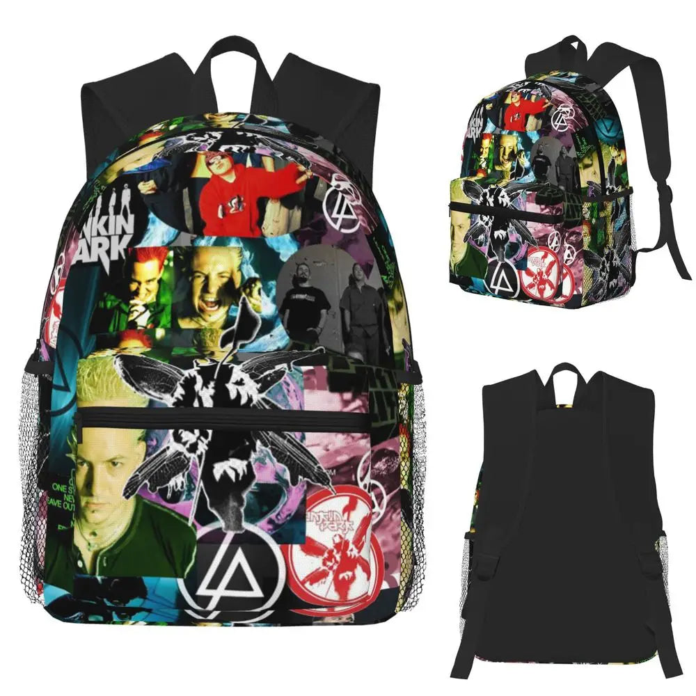 L-Linkin-S P-Park-S Band Student Backpack School Bag Hiking Travel Daypack for Boys Girls Fashion Bookbag Shoulder Bags
