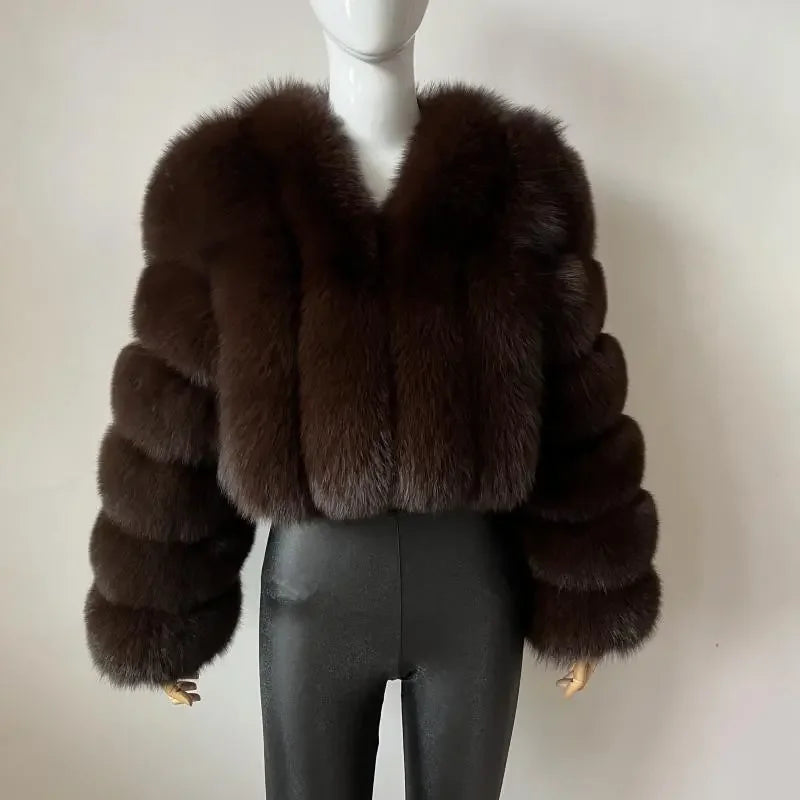 Faux Fox Fur Coat V-Neck Winter Woman Long Sleeve Warm Winter Coat Women Fashion Luxury New Fur Jacket Teddy Chic Outwear 2024