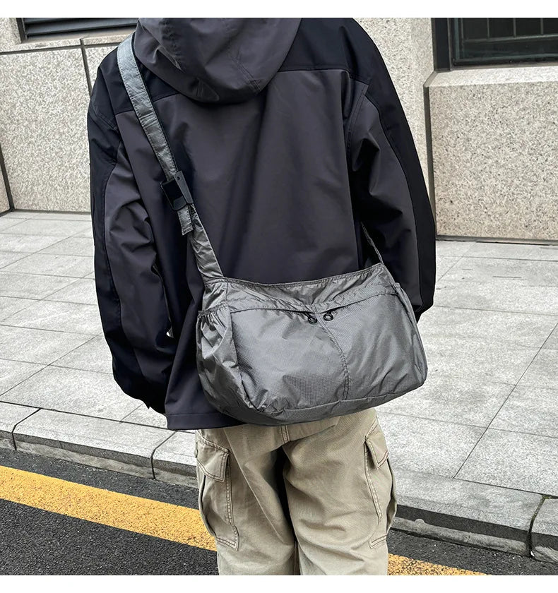 Outdoor Portable Crossbody Bags for Men and Women Commuter Waterproof Youth Shoulder Bag Solid Color Lightweight Female Tote