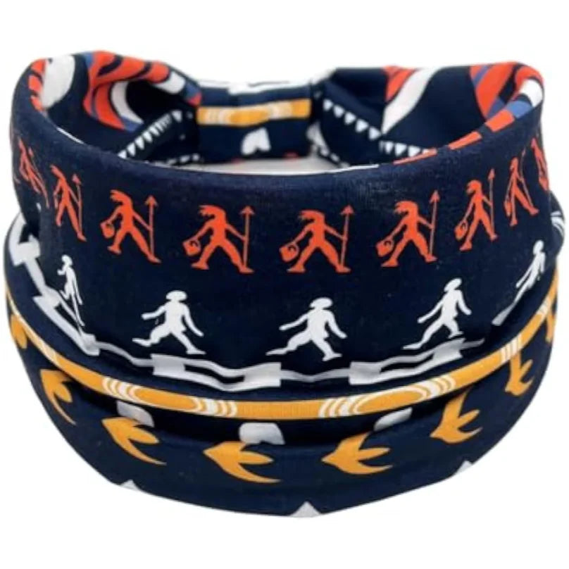 African Headbands Bohemian Headscarves Retro Printed Stretch Headscarf Sports Yoga Headbands with Wide Brim