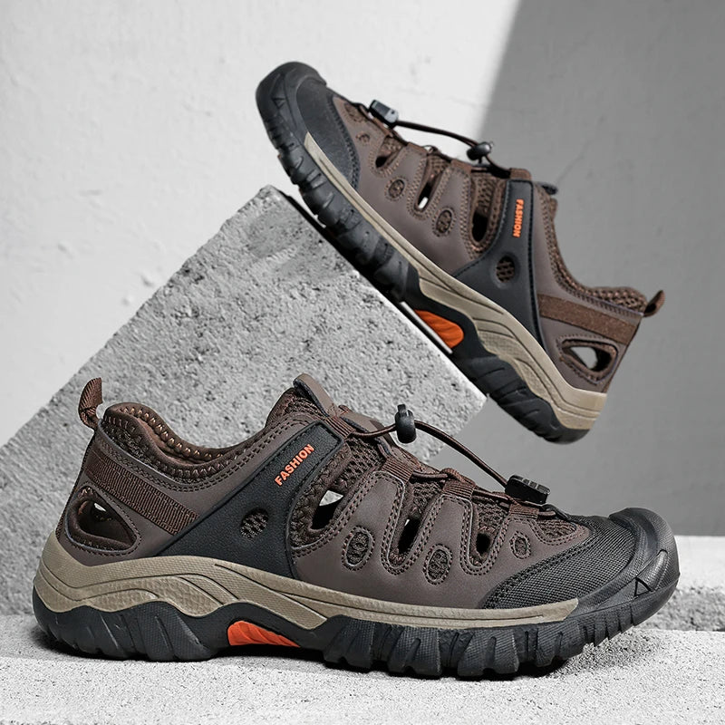New Men Sandals Summer Casual Beach Shoes Breathable Anti-Slip Slip on Flat Sandals Male Outdoor Walking Slippers Comfortable