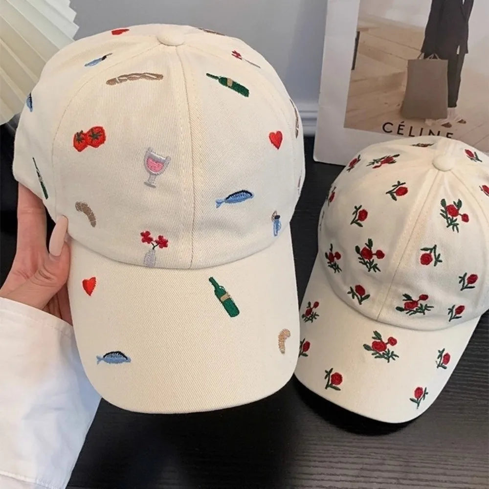 Retro Sweet Style Embroidered Baseball Cap Sunshade Breathable Sun Protection Cap Sunade Dubill Hat Women BAZAARHUBO