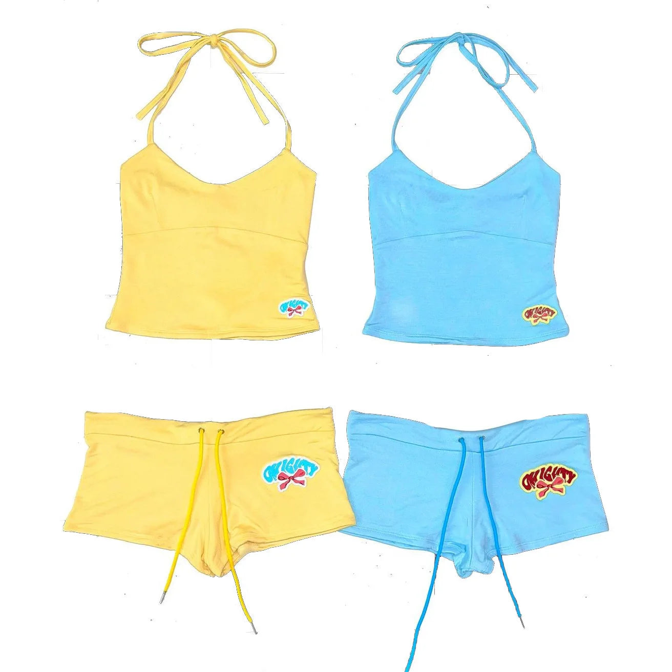 Summer New Y2K Camisole+Ultra Short Pants Set, American Sexy Trend Letter Print Contrasting Spicy Girl Outfit