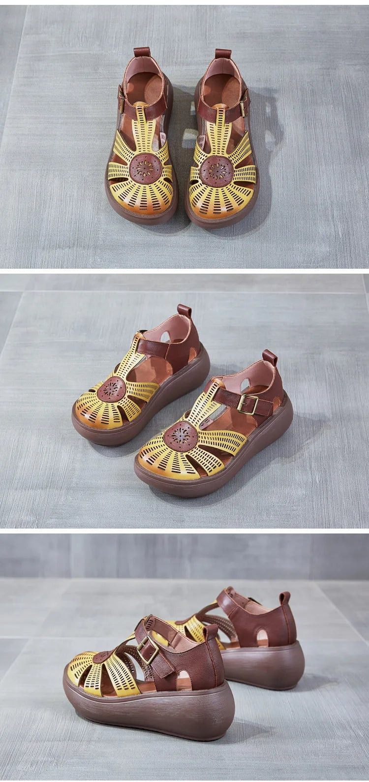 GKTINOO Genuine Leather Shoes Women Sandals Mixed Colors Retro Buckle Strap 2026 New Wedges Handmade Concise Platform Sandals