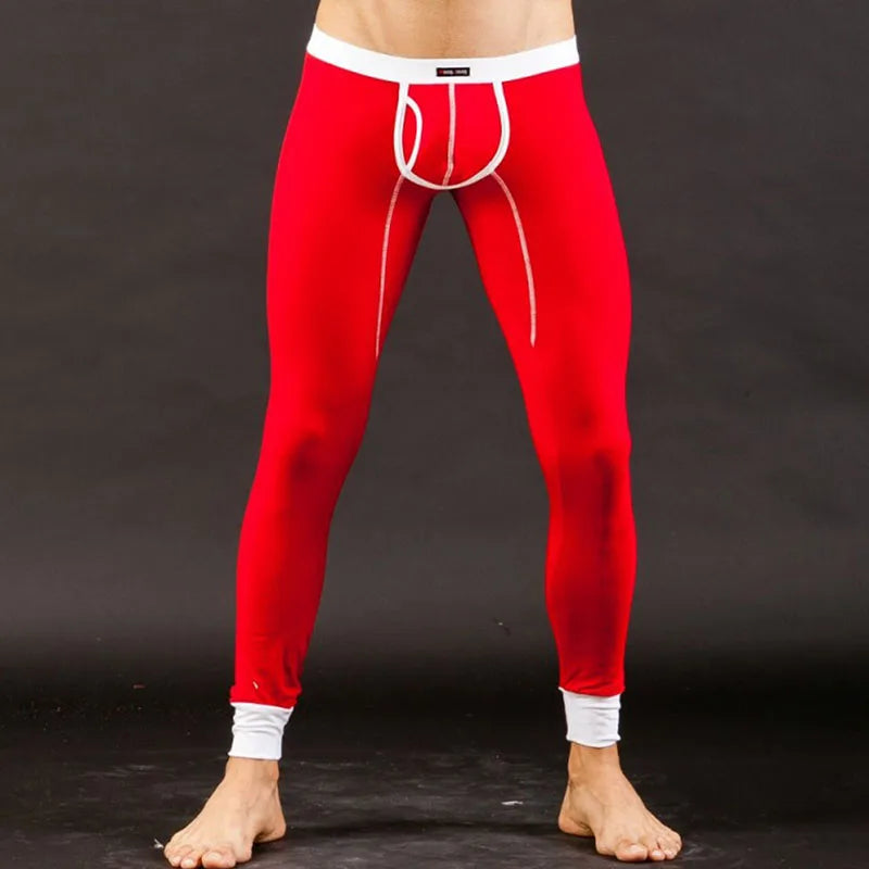Mens Thermal Underwear Low Rise Modal Base Layer Open Front Pants Autumn Warm Thin Stretchy Comfortable Leggings