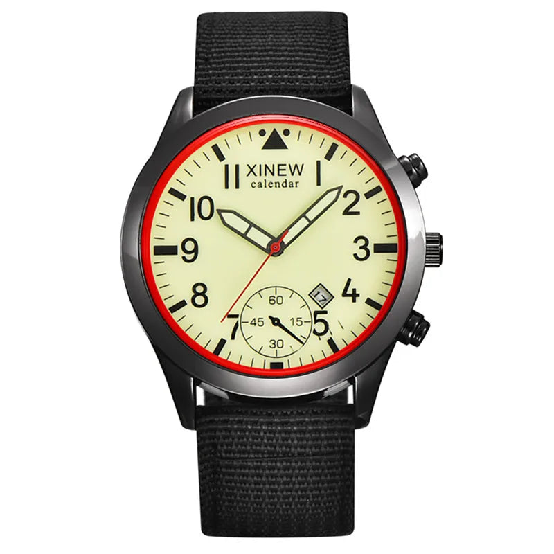 XINEW Cheap Brand Watches For Men Students Fashion Simple Leather Band Army Sports Date Quartz Watch Relogios Masculinos 2024