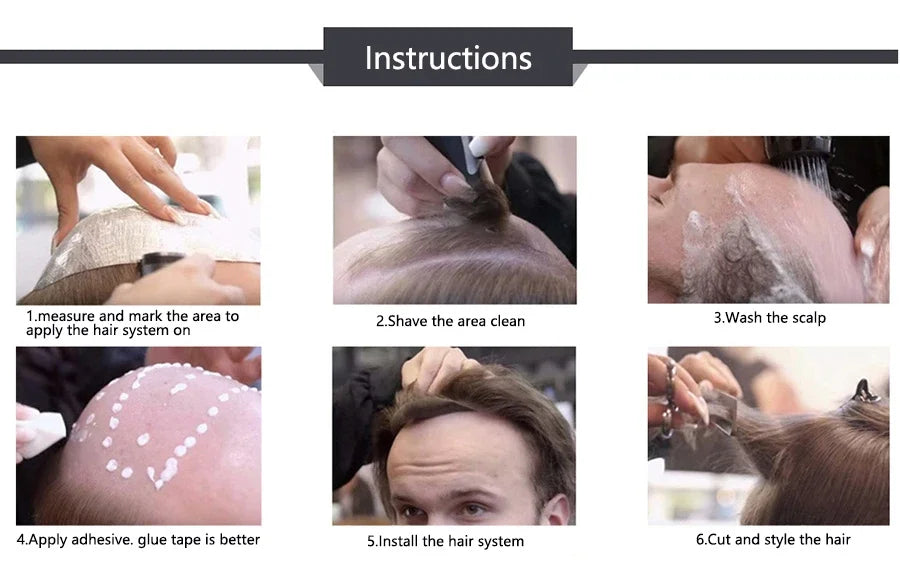 Hollywood Men Toupee Lace & PU Base Human Hair Replacement System Unit for Men Durable Male Hair Prosthesis Wigs