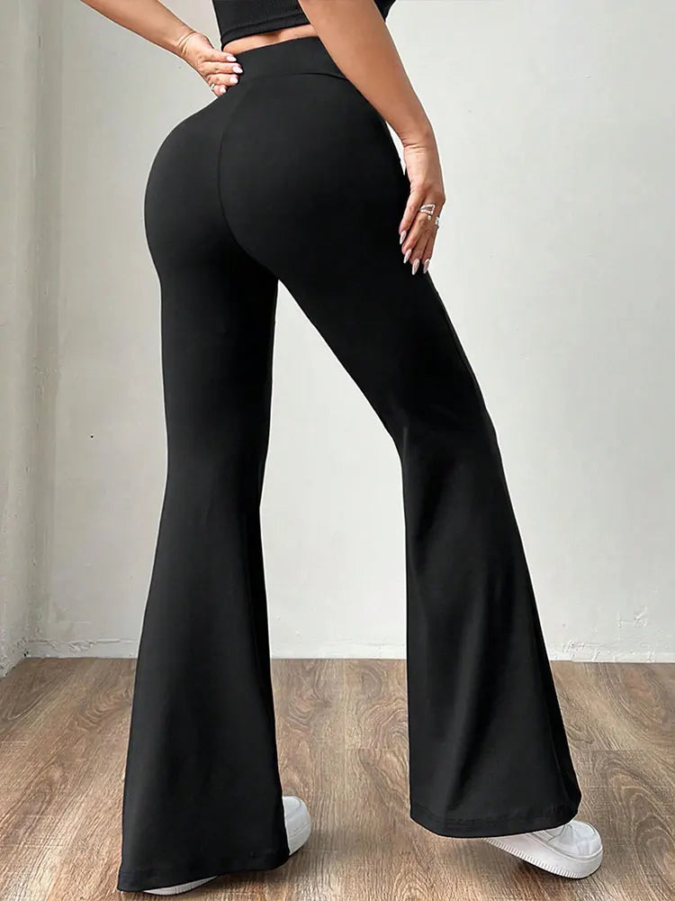Autumn New Women's Trousers Black Sexy Slim Hip-lifting Bell Bottoms Streetwear Fashion Female Versatile Pants Knitted Clothing