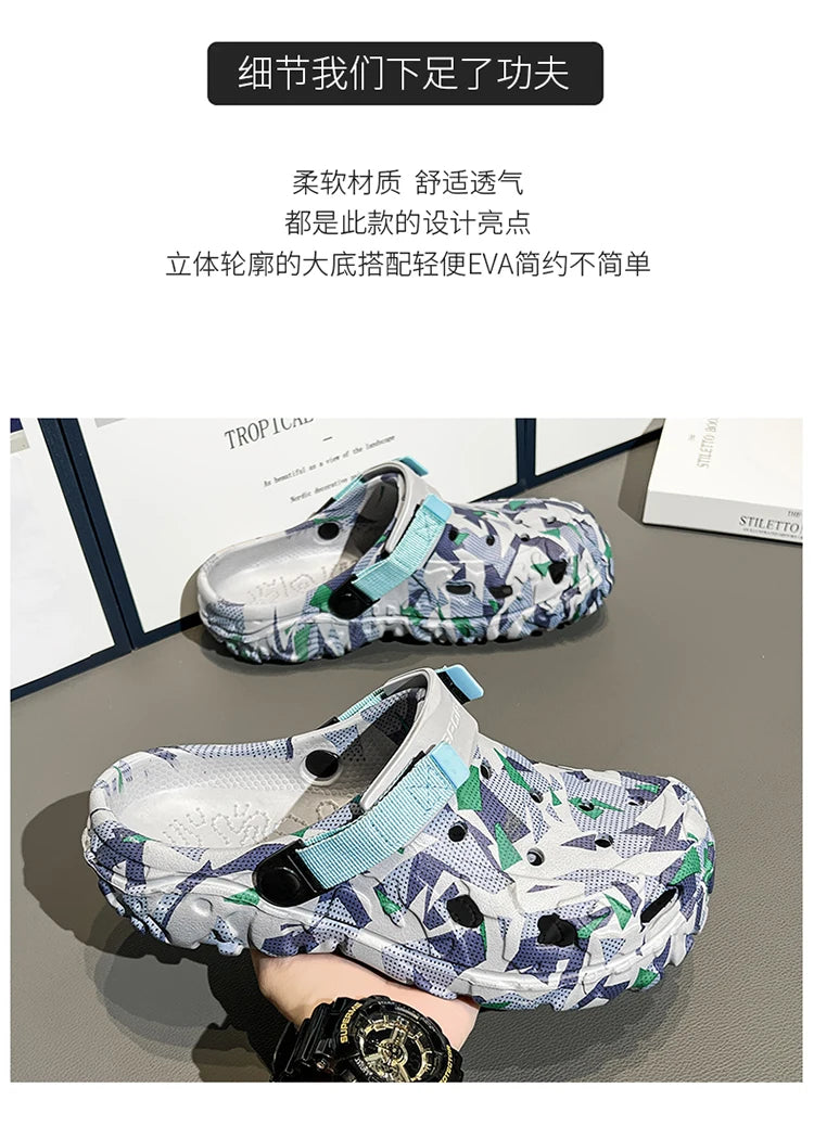 Plus Size 47 Summer Men Slippers Light EVA Men's Casual Shoes Hole Shoes Clogs Home Garden Outdoor Male Beach Flat Sandals