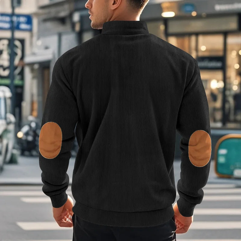 spring autumn new men's fleece sweatshirt stand-up collar half zipper pullover long sleeve sweatshirt corduroy trend men's tops