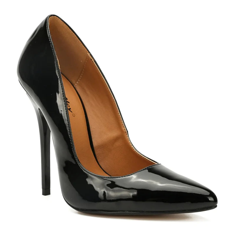 Sexy Extreme High Heels Pumps Women Shoes Large Size 45 Point toe Black Red Heeled Autumn Office Party Wedding Shoes Female