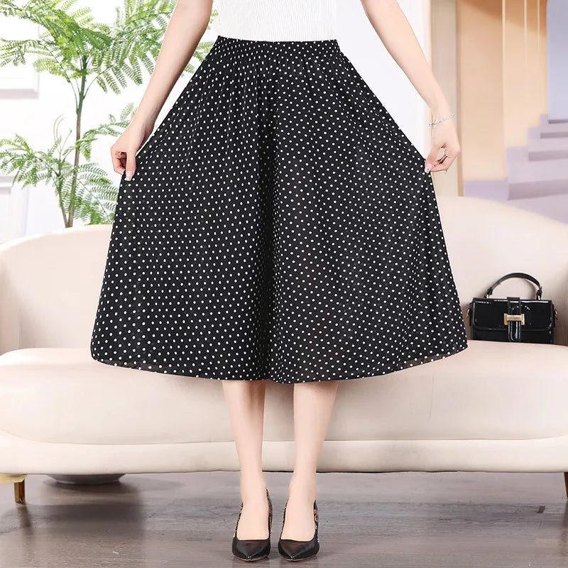 Women's Long Pants Skirt 2023 Summer Plus Size Fashionable Flower Print Women's Short Skirt Classic Home Casual Breathable Women