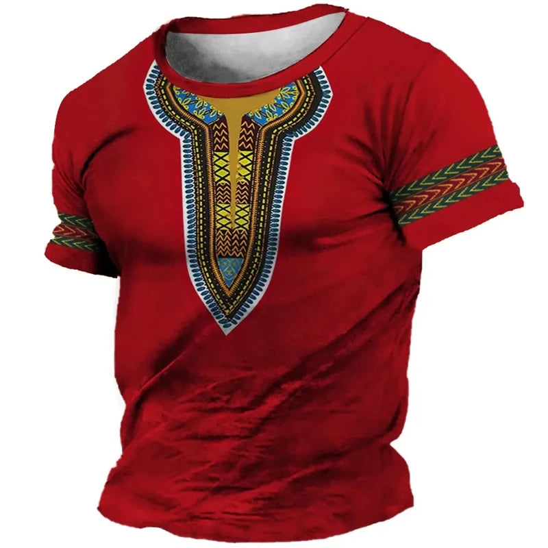 African National Pattern Tshirts Summer Fashion Street Casual Boys Kids Round Neck Short-Sleeved T-Shirt Daily Oversized Tops
