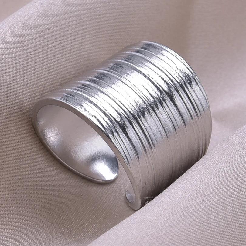 1/2/3pcs Mix Color Chunky Wide Ring Open Stainless Steel Rings For Women Men Accessories Irregular Surface Kpop Fashion Jewelry