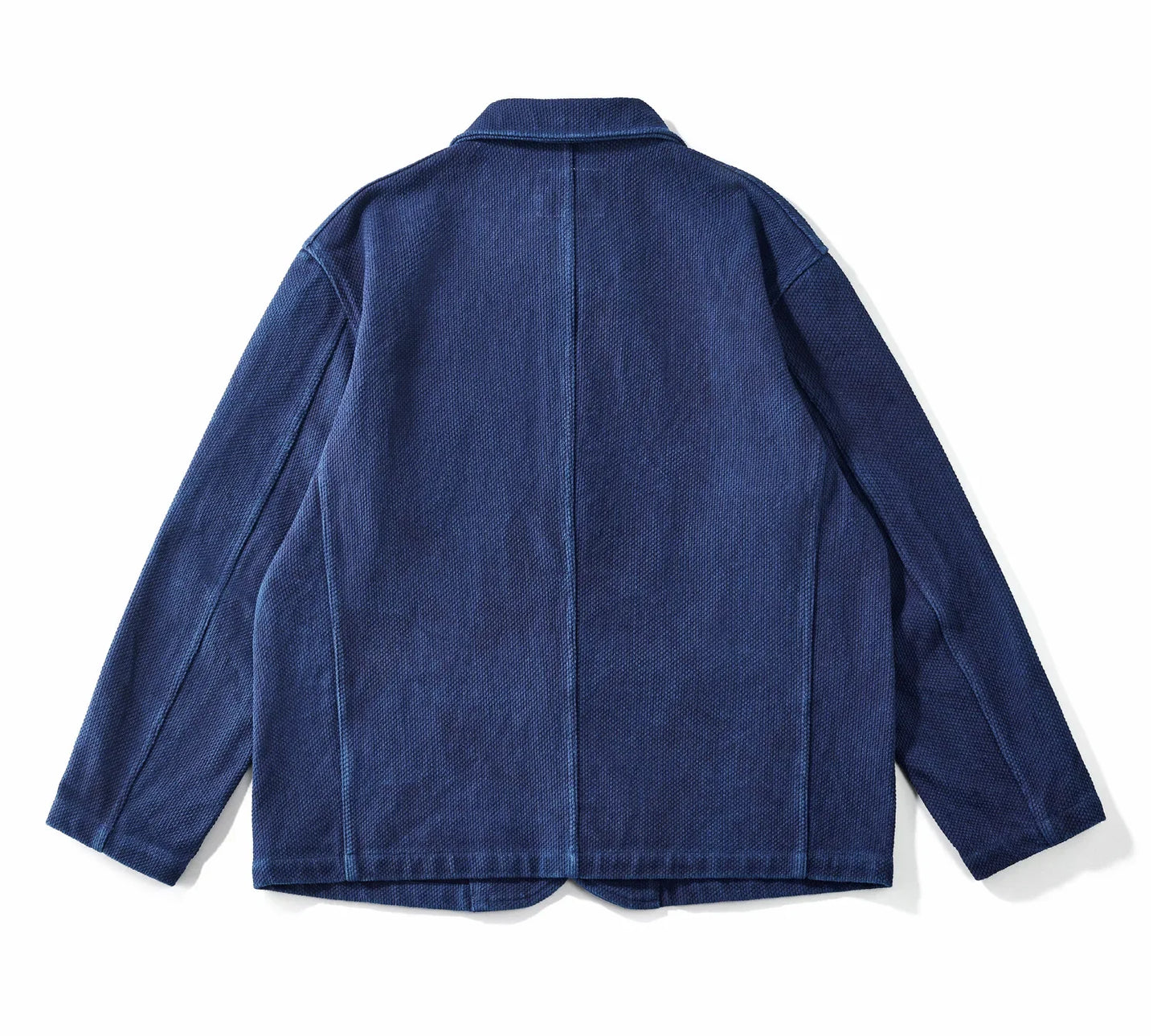 Indigo-Dyed Sashiko Blazer - Heavyweight 600gsm 100% Cotton Japanese Washed Suit Jacket Casual Vintage Style Autumn Winter