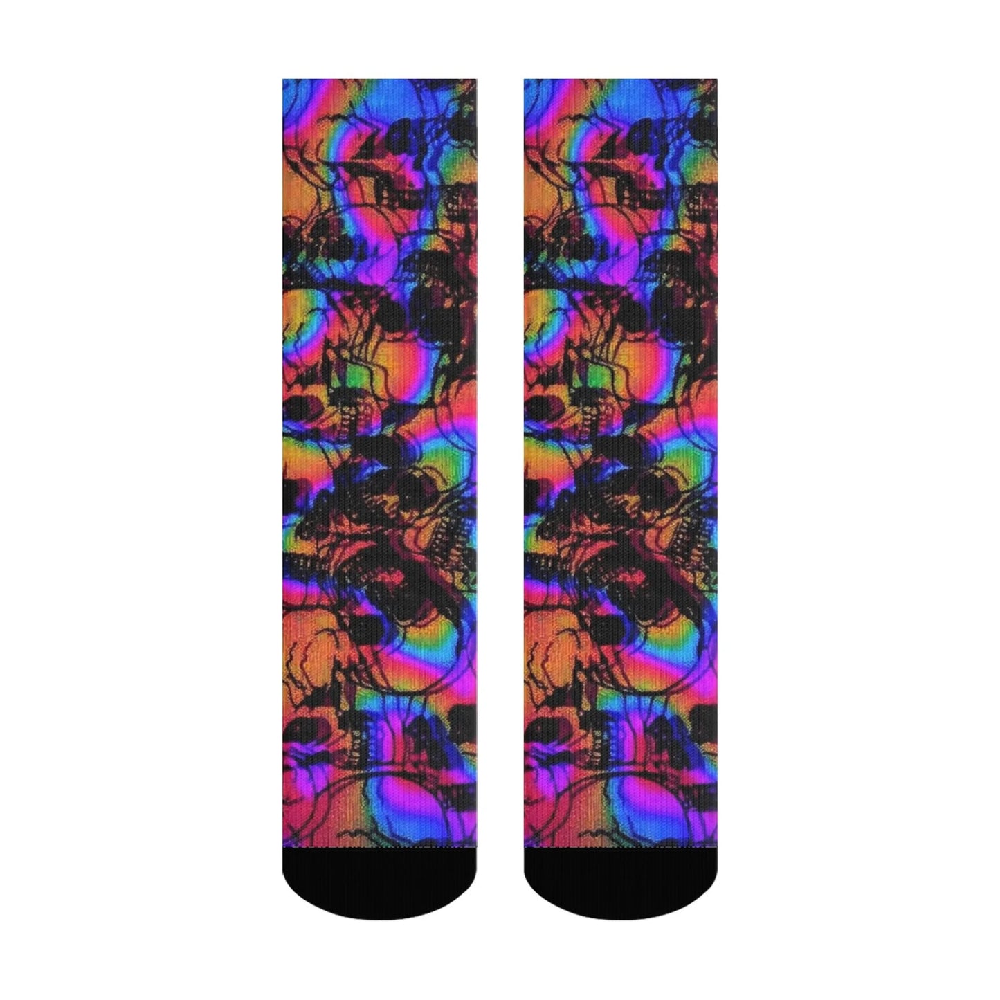 Harajuku retro psychedelic colorful dark skull print men's socks novel street trend cyberpunk style casual socks party gift