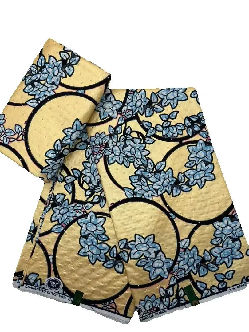 African Wax | Fabric Wax WIth Stones | Wax Block Fabrics For Women Dress, 6 Yards Wax Tissu