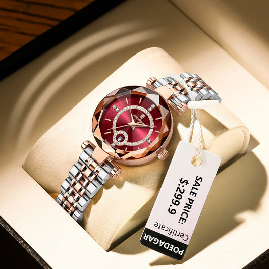 POEDAGAR Luxury Fashion Women Watches Waterproof Stainless Steel Date Diamond Ladies Watch High Quality Quartz Woman Wristwatch