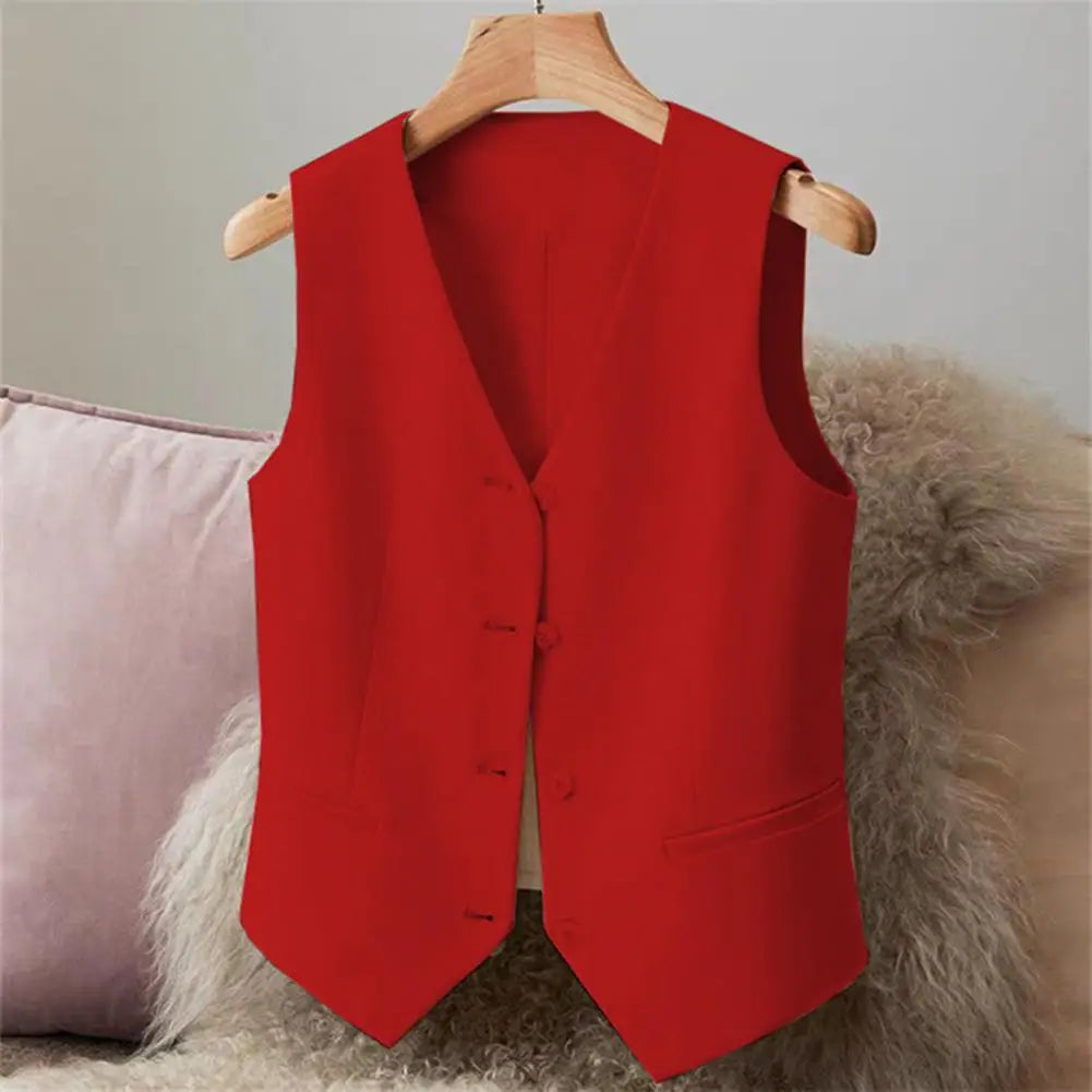 Women Fashion Vest Solid Single Breasted Waistcoats Vest Vintage Jackets Female Chic Lady Tank Tops Sleeveless Vests For Women