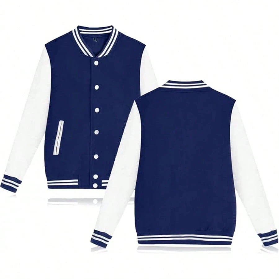 Men's college style jacket casual spring and autumn fashion button style baseball jacket versatile coat