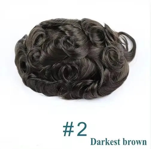 80%Density Natural Hairline 0.02mm Ultra Thin Skin Invisible Mens Toupee Brown Blonde Grey Human Hair Capillary Prosthesi System