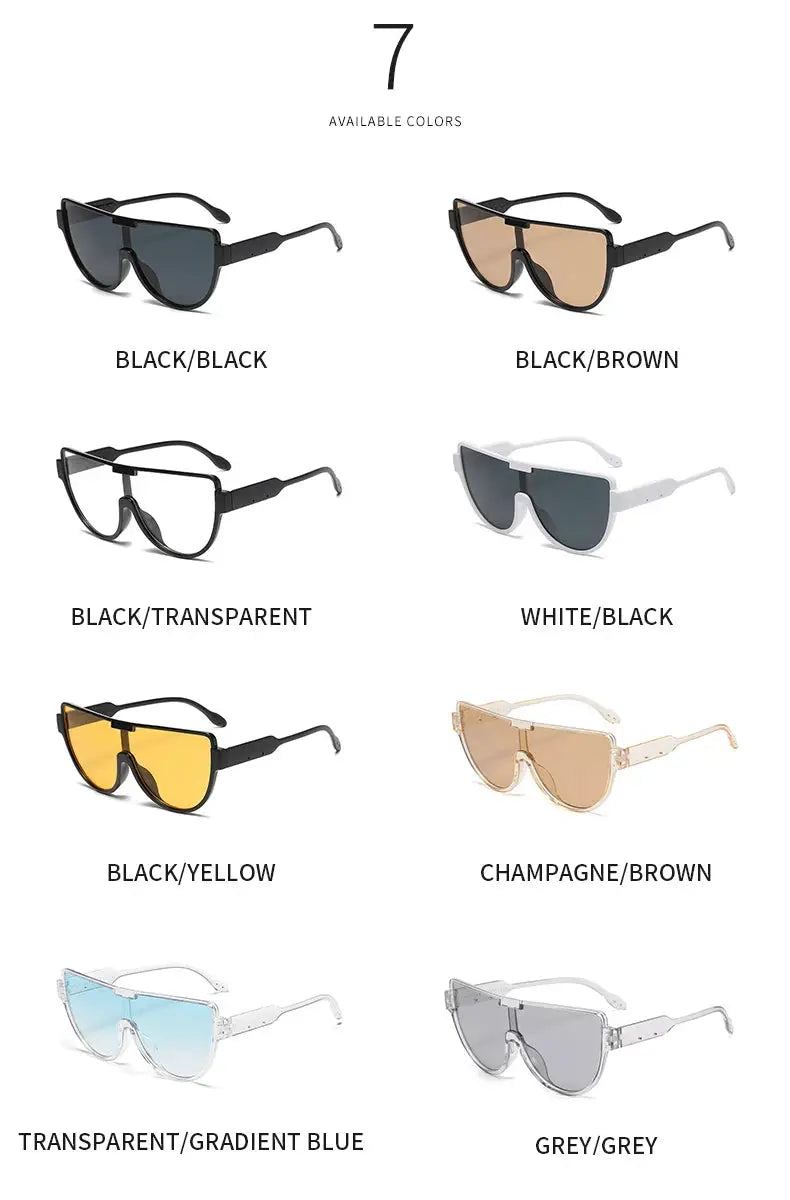 Fashion New Retro Oversized Sunglasses Women Integrated Frame Eyeglasses Punk Style Street Photography Glasses BAZAARHUBO