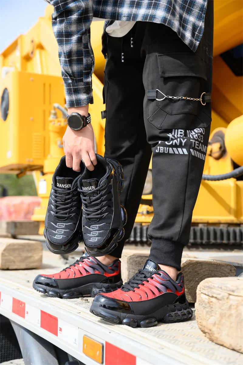 Air Cushion Steel Toe Work Safety Shoes Men Women Non Slip Sneakers Anti-Smash Puncture Proof Security Breathable Shoes Unisex