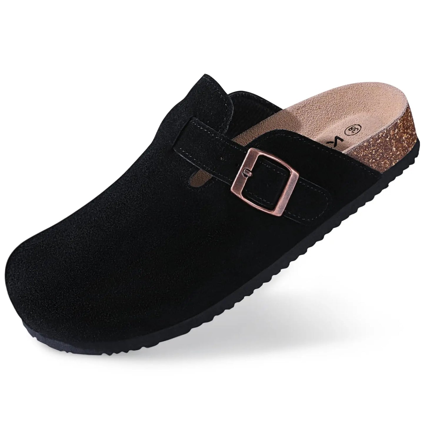 Evshine Men' s Cork Suede Mules with Arch Support Classic Potato Shoes Cozy Cork Footbed Clogs Slippers Men Fashion Beach Sandal